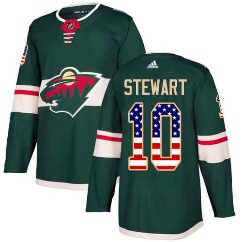 Adidas Wild #10 Chris Stewart Green Home Authentic USA Flag Stitched NHL Jersey - Click Image to Close
